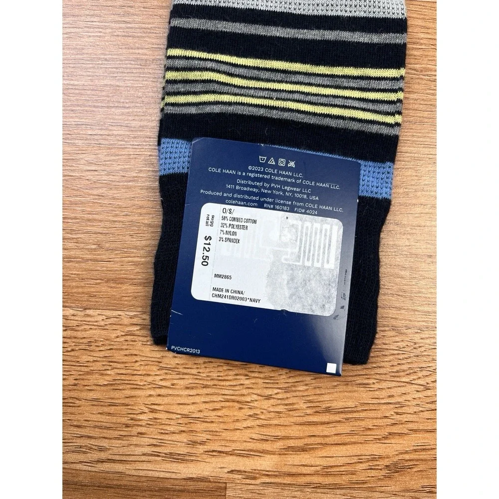 Cole Haan 2 Pairs Men's Dress Crew Socks One Size Striped NEW